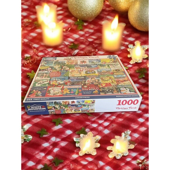 White Mountain Christmas Carols Holiday Santa Jigsaw Puzzle 1000 Pieces Collage - Picture 6 of 16